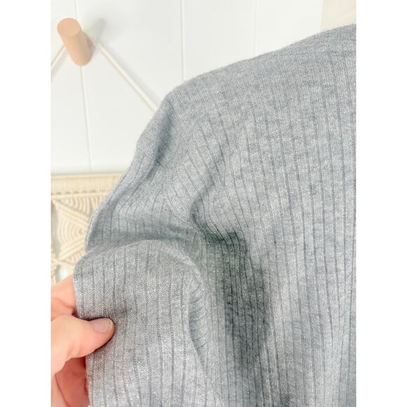 NWT Aerie Gray Ribbed Cardigan T Shirt Womens XL Button Front Metallic Knit - Picture 9 of 10